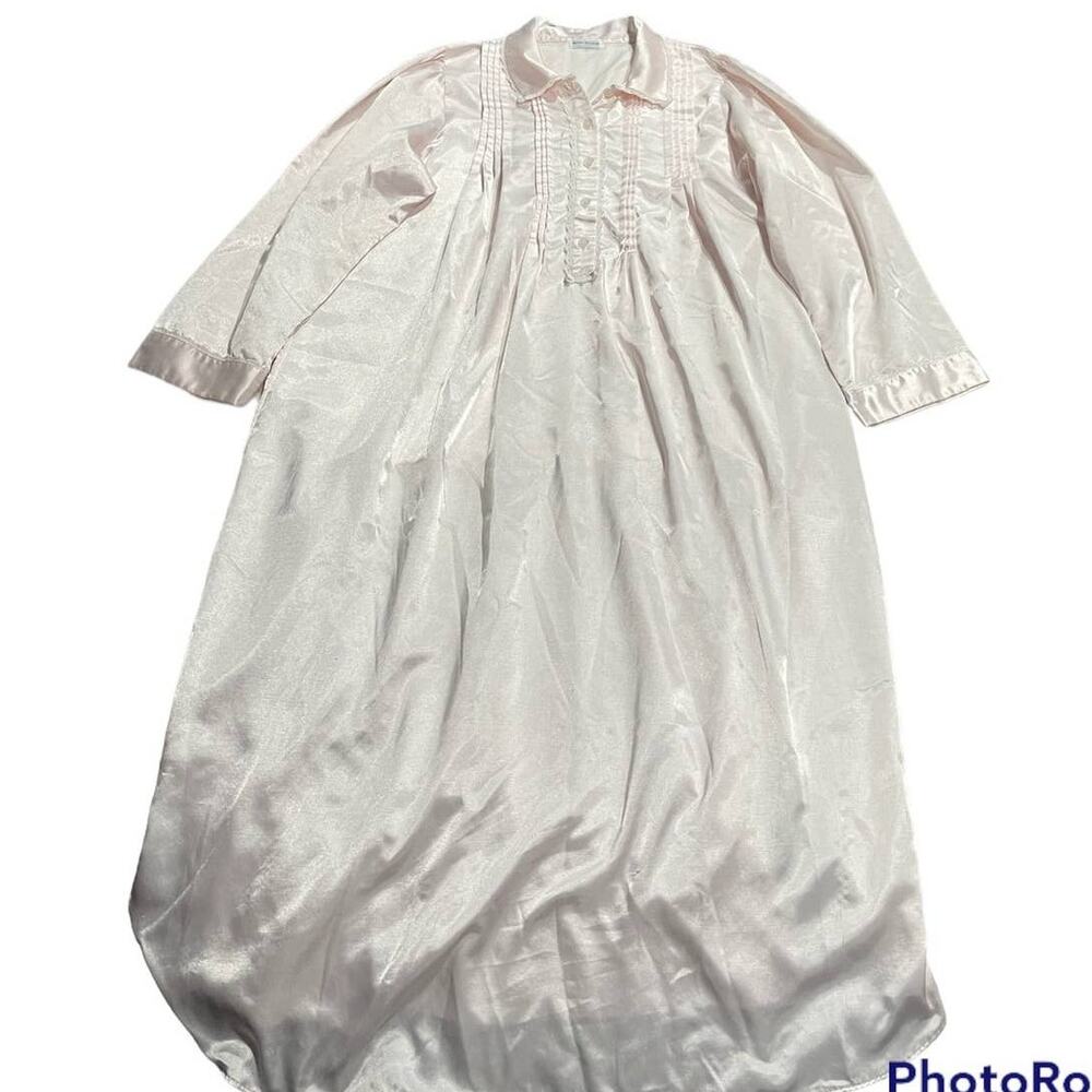Vintage Blue Wagon Nightgown Womens Medium Lace Sleepwear Dress Pink